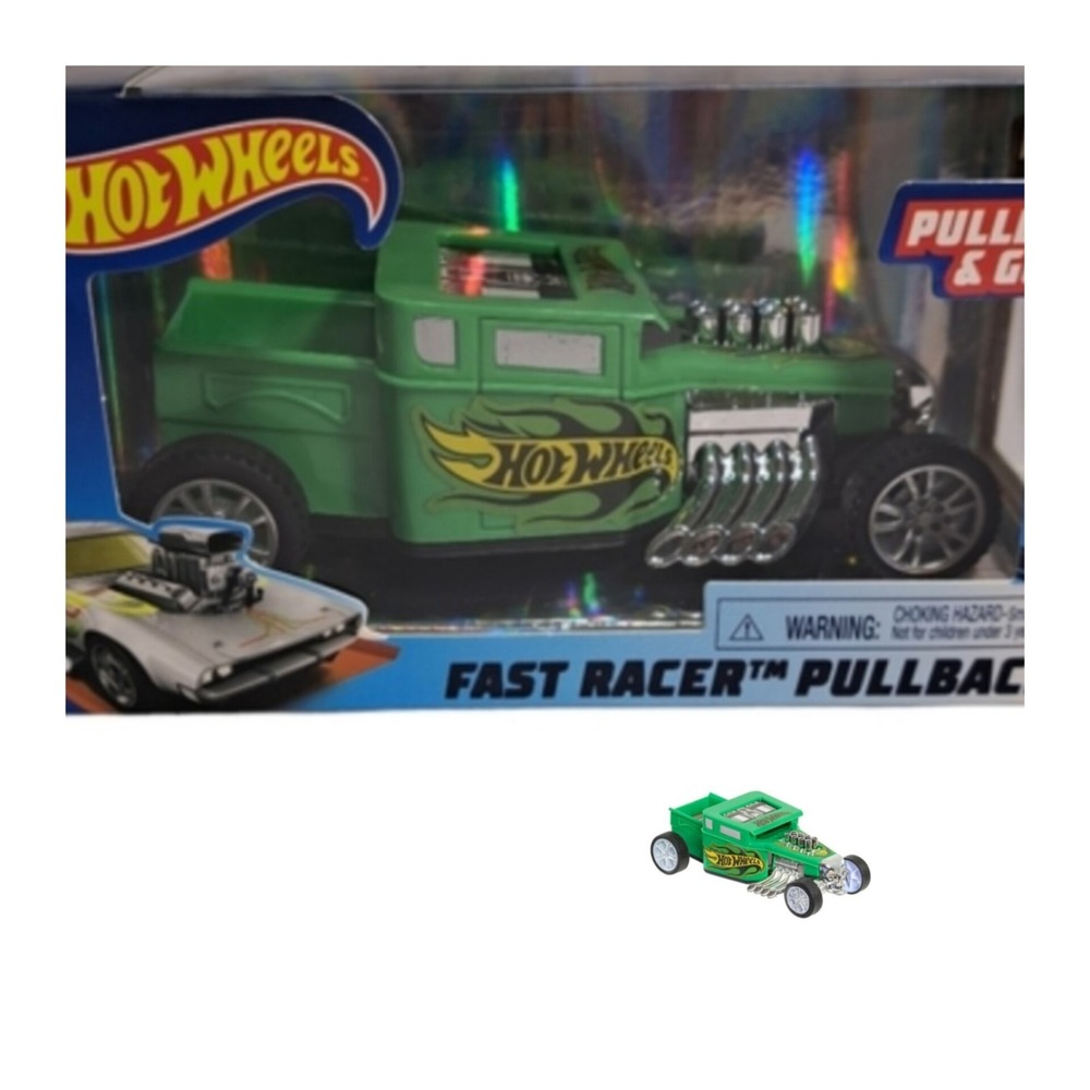 Hot Wheels Pullback & Go Fast Racer Green Bone Shaker Car Ages 3+
